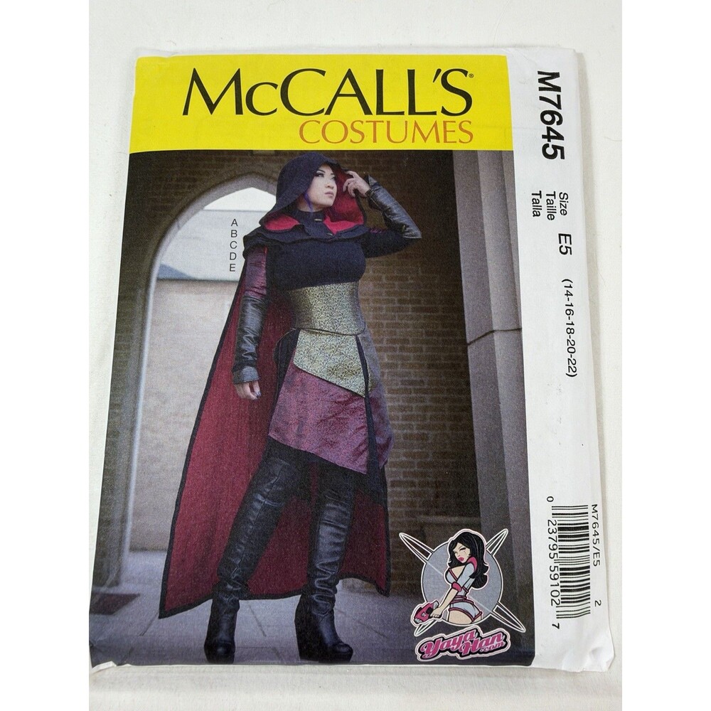 McCall's M7645 Assassins Creed COSPLAY Dress, Corset, Cape, Gauntlets Sz 14-22UC